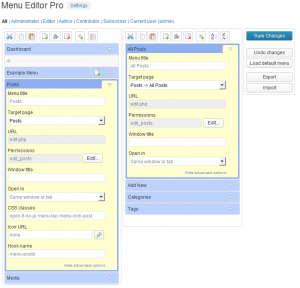 Menu item settings