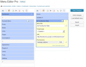 Menu editor interface