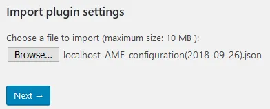 Import settings - Step #1