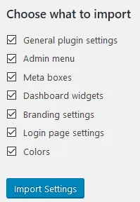 Import settings - Step #2