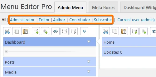 Click the name of a role to select it