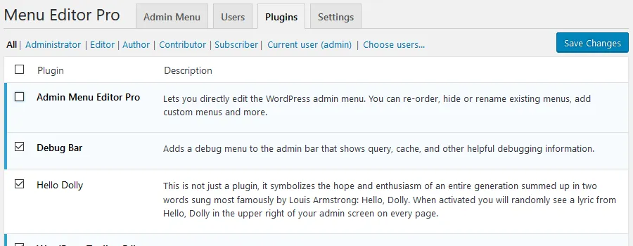 Plugins tab screenshot