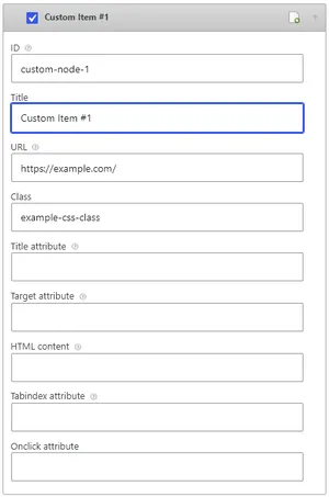 Toolbar Editor item properties