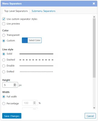 Separator settings dialog added in version 2.12