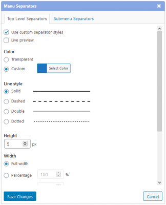 Separator settings dialog added in version 2.12